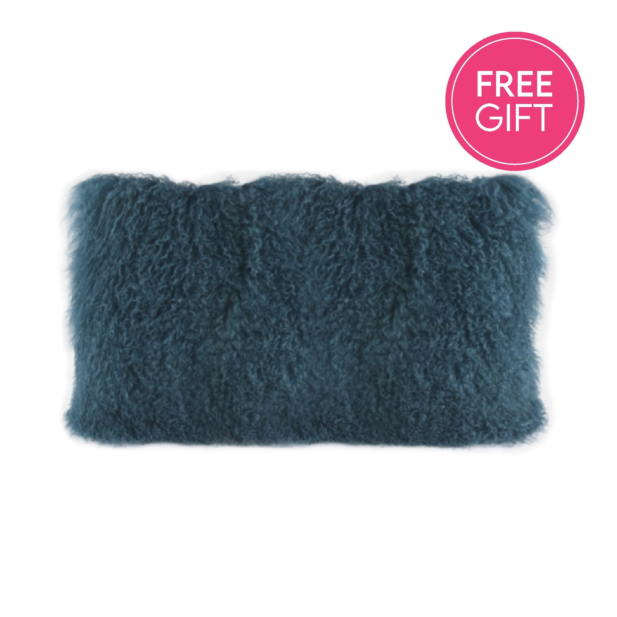 Tibetan Fur Lumbar Cushion - Peacock-abc