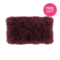 Tibetan Fur Lumbar Cushion - Plum-abc