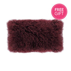 Tibetan Fur Lumbar Cushion - Plum-abc