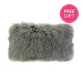 Tibetan Fur Lumbar Cushion - Smoke Grey-abc