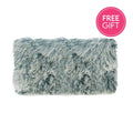 Tibetan Fur Lumbar Cushion - Blue Snowflake-abc