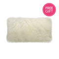 Tibetan Fur Lumbar Cushion - White-abc