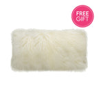 Tibetan Fur Lumbar Cushion - White-abc