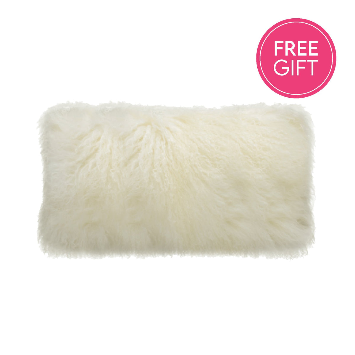 Tibetan Fur Lumbar Cushion - White-abc