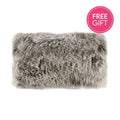 Tibetan Fur Lumbar Cushion - Charcoal Snowflake-abc