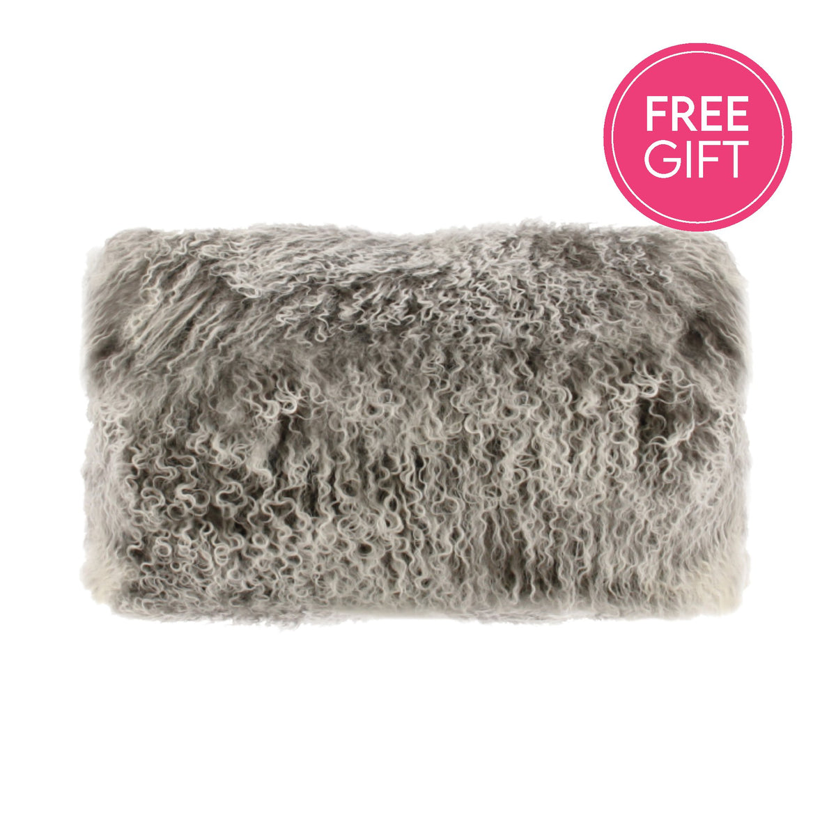 Tibetan Fur Lumbar Cushion - Charcoal Snowflake-abc