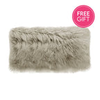 Tibetan Fur Lumbar Cushion - Grey-abc