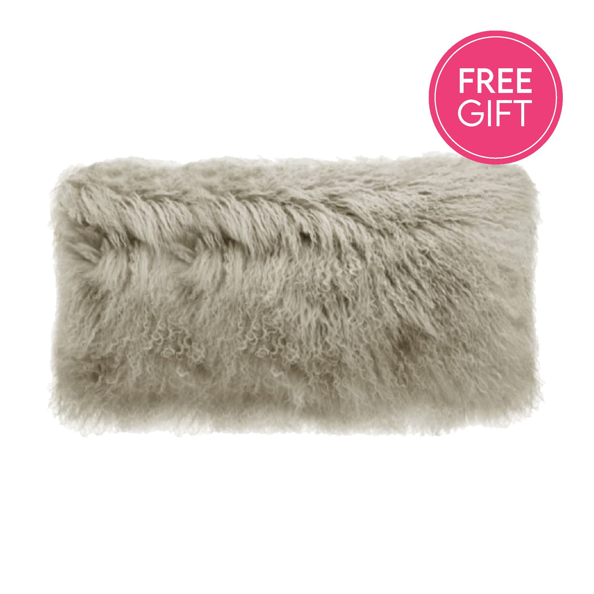 Tibetan Fur Lumbar Cushion - Grey-abc