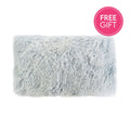 Tibetan Fur Lumbar Cushion - Ice Blue Snowflake-abc