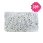 Tibetan Fur Lumbar Cushion - Ice Blue Snowflake-abc