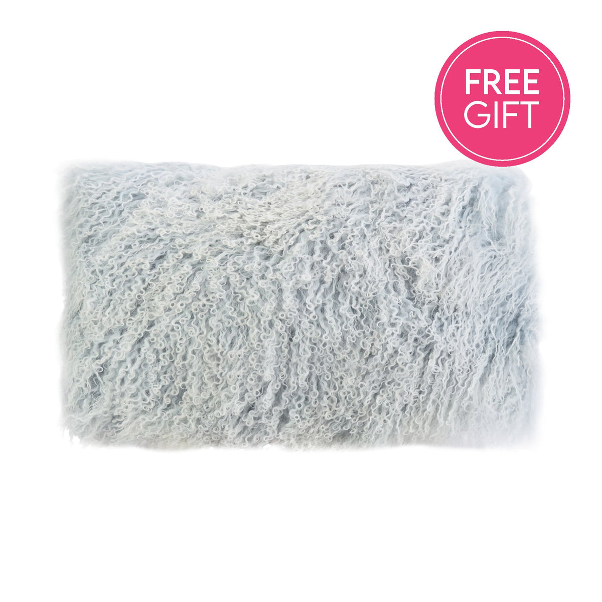 Tibetan Fur Lumbar Cushion - Ice Blue Snowflake-abc