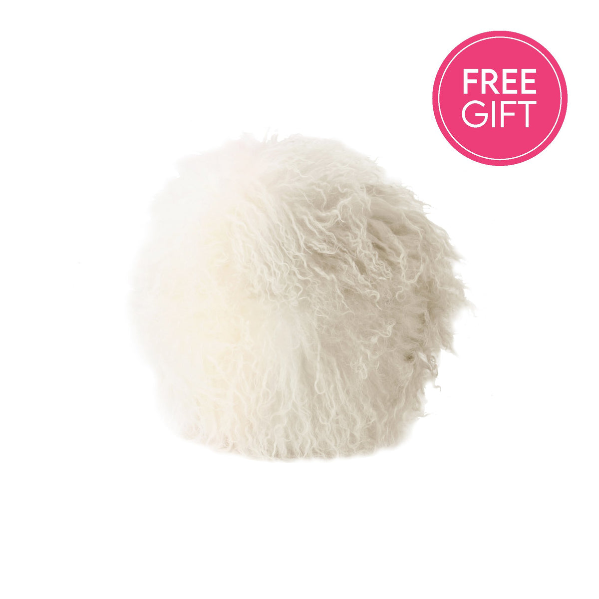Tibetan Fur Round Cushion - Ivory Grey Ombre-abc