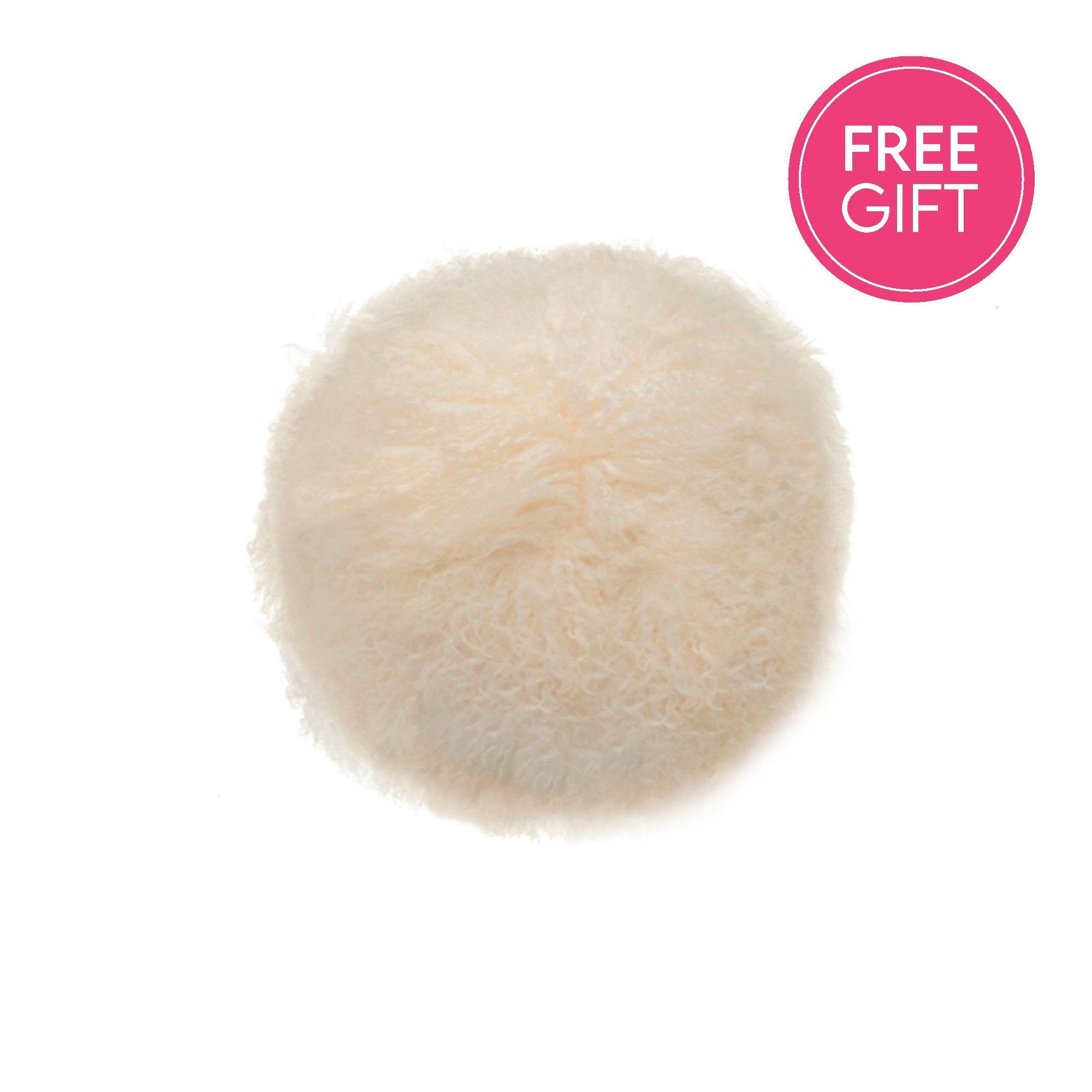 Tibetan Fur Round Cushion - Natural-abc