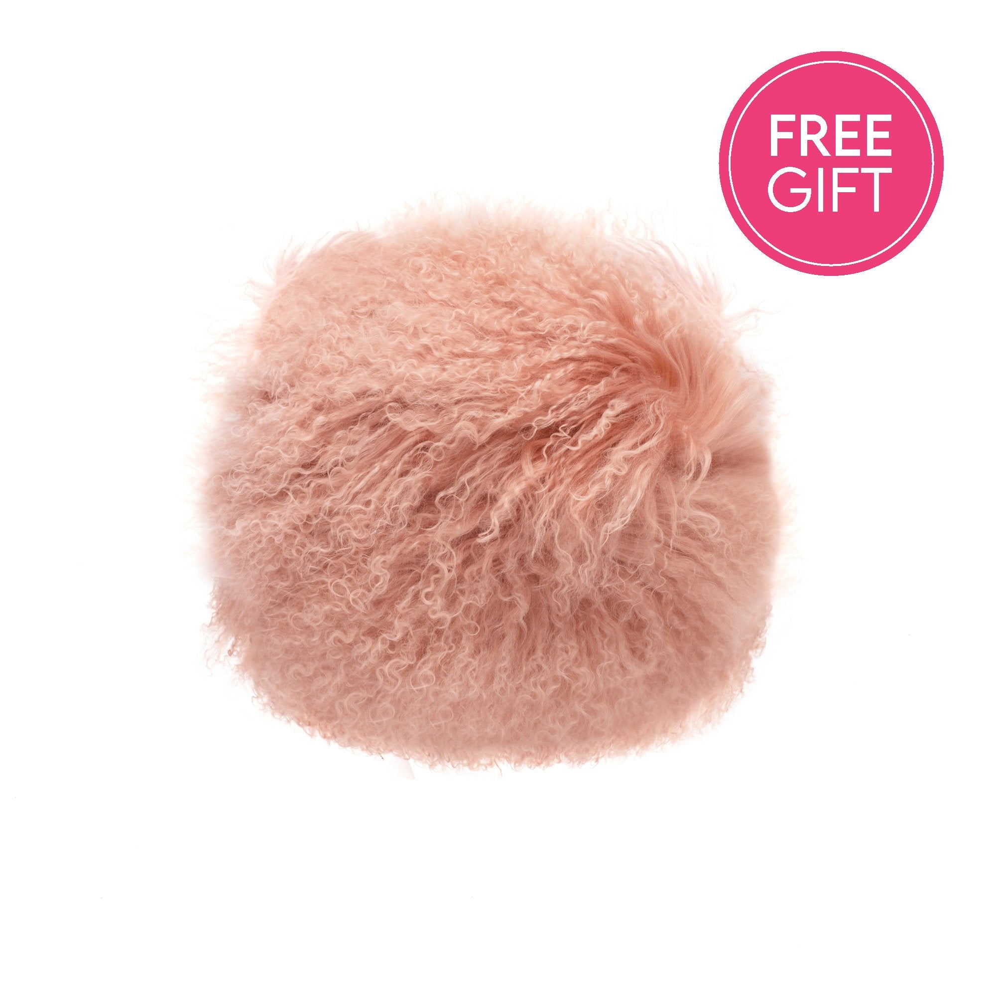 Tibetan Fur Round Cushion - Pink-abc
