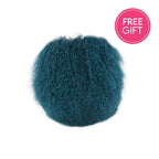 Tibetan Fur Round Cushion - Peacock-abc