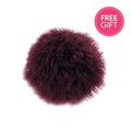 Tibetan Fur Round Cushion - Plum-abc