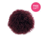 Tibetan Fur Round Cushion - Plum-abc