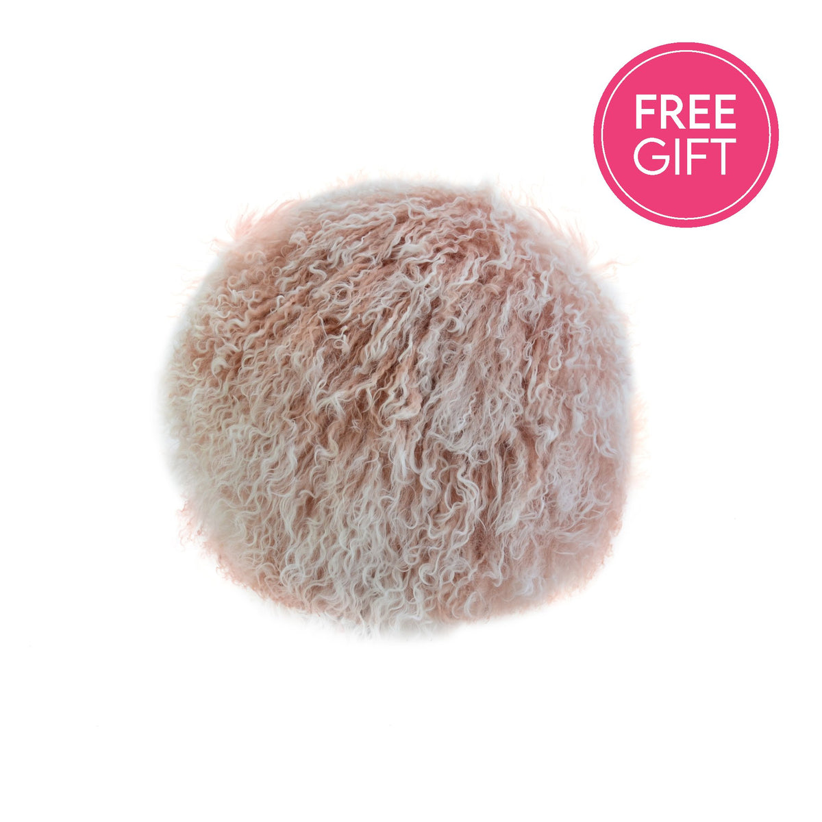 Tibetan Fur Round Cushion - Pink Snowflake-abc