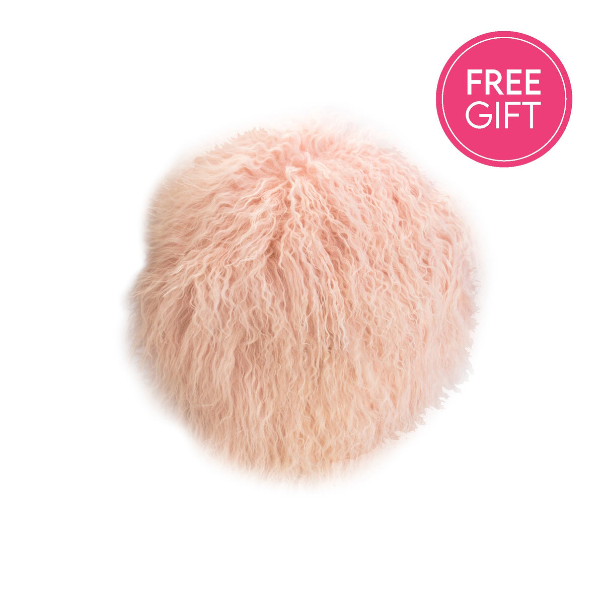 Tibetan Fur Round Cushion - Rose Water-abc