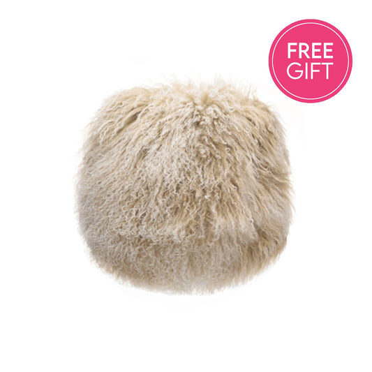 Tibetan Fur Round Cushion - Snowflake-abc