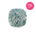Tibetan Fur Round Cushion - Blue Snowflake-abc