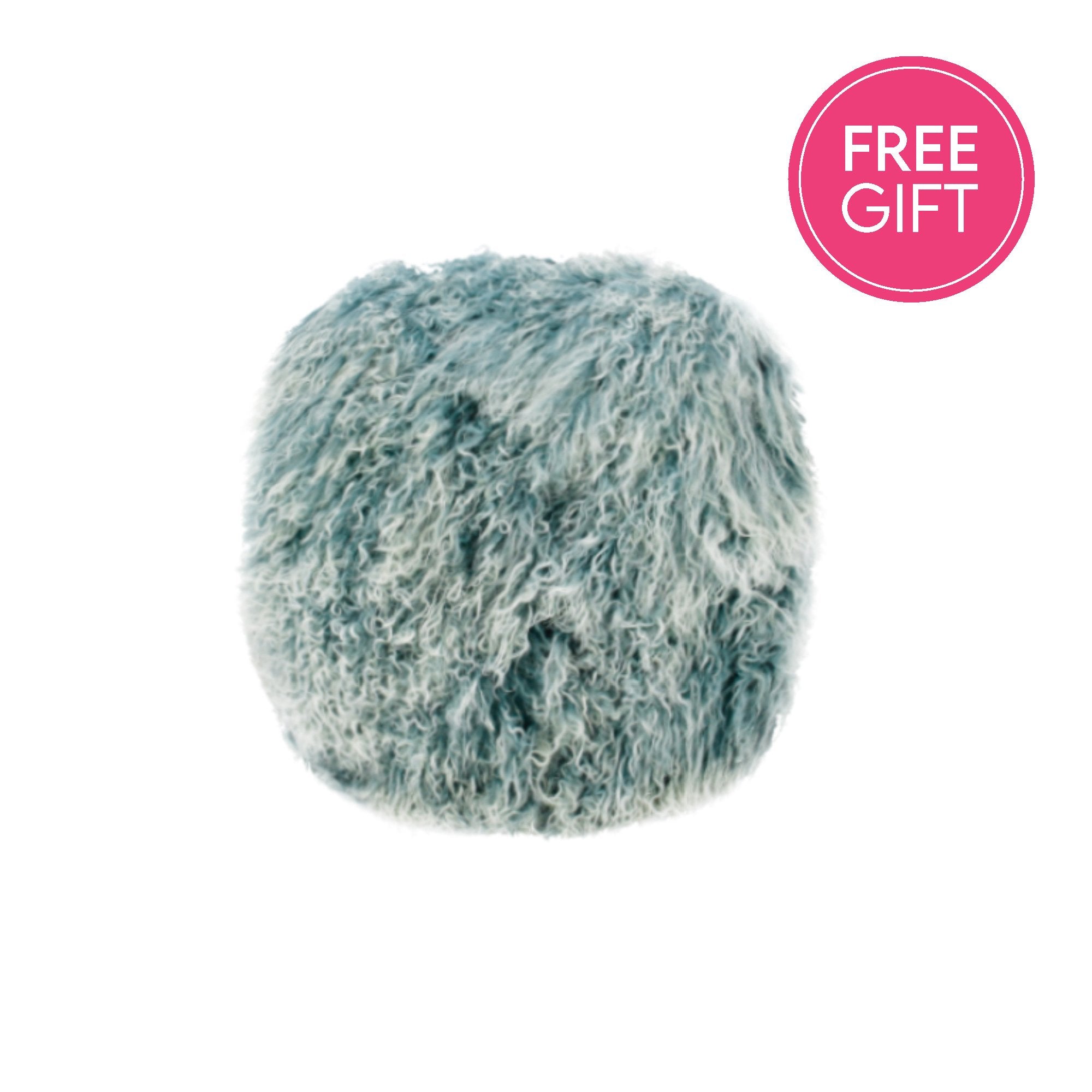 Tibetan Fur Round Cushion - Blue Snowflake-abc