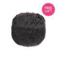 Tibetan Fur Round Cushion - Charcoal-abc
