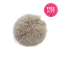 Tibetan Fur Round Cushion - Grey-abc