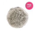 Tibetan Fur Round Cushion - Grey Snowflake-abc
