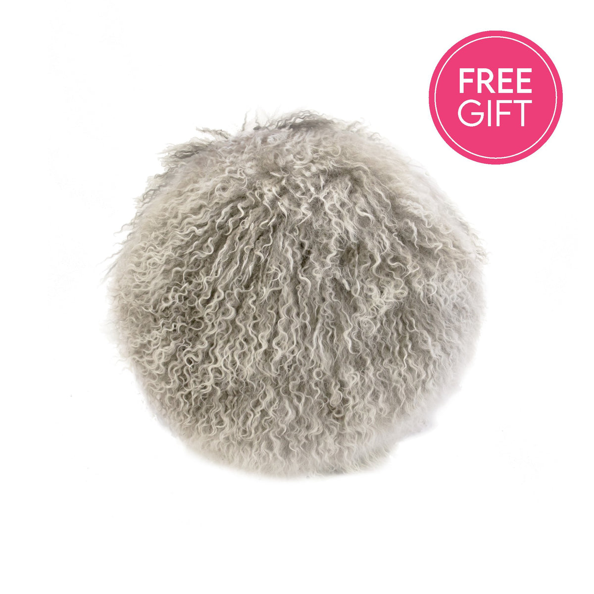 Tibetan Fur Round Cushion - Grey Snowflake-abc