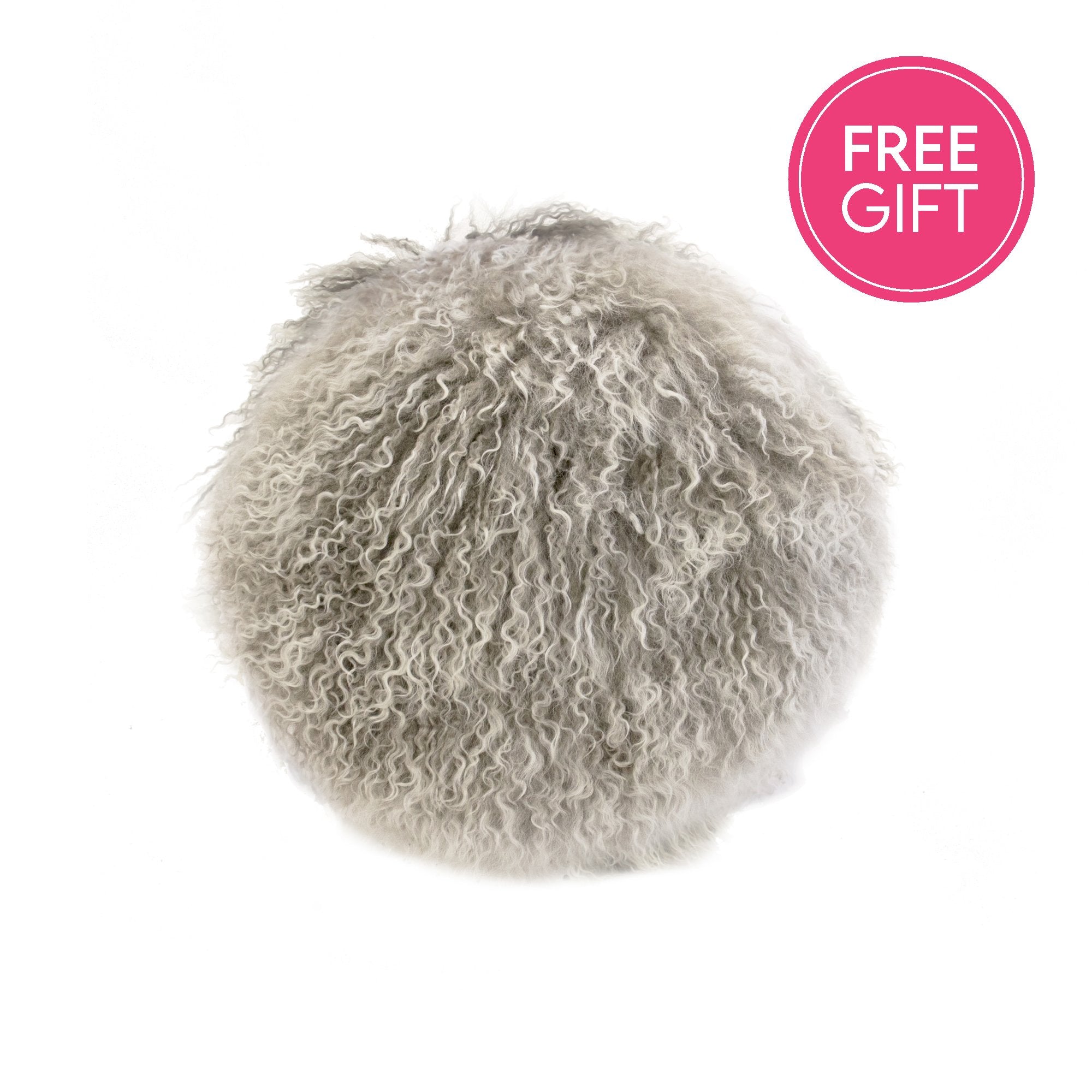 Tibetan Fur Round Cushion - Grey Snowflake-abc