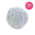 Tibetan Fur Round Cushion - Ice Blue Snowflake-abc