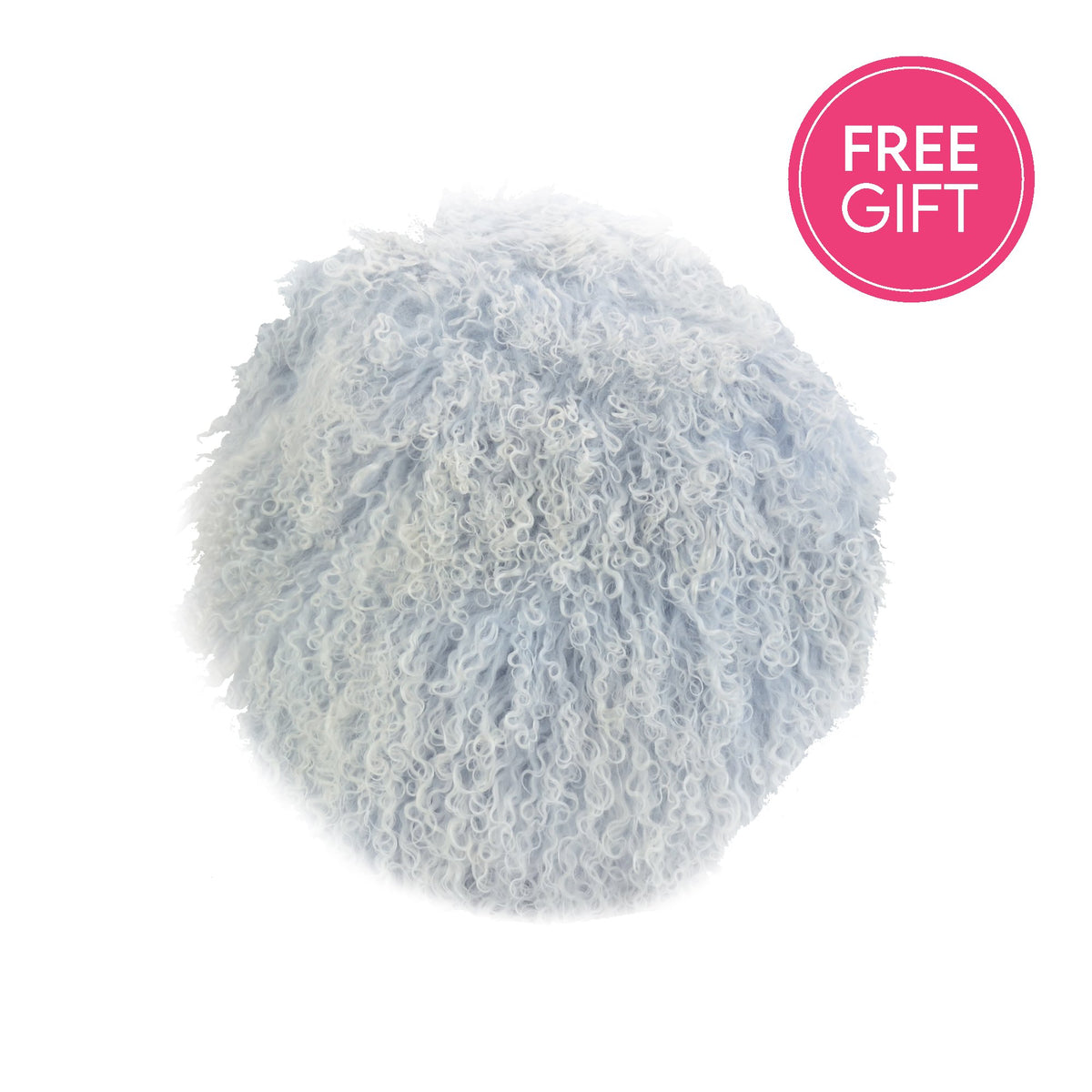 Tibetan Fur Round Cushion - Ice Blue Snowflake-abc