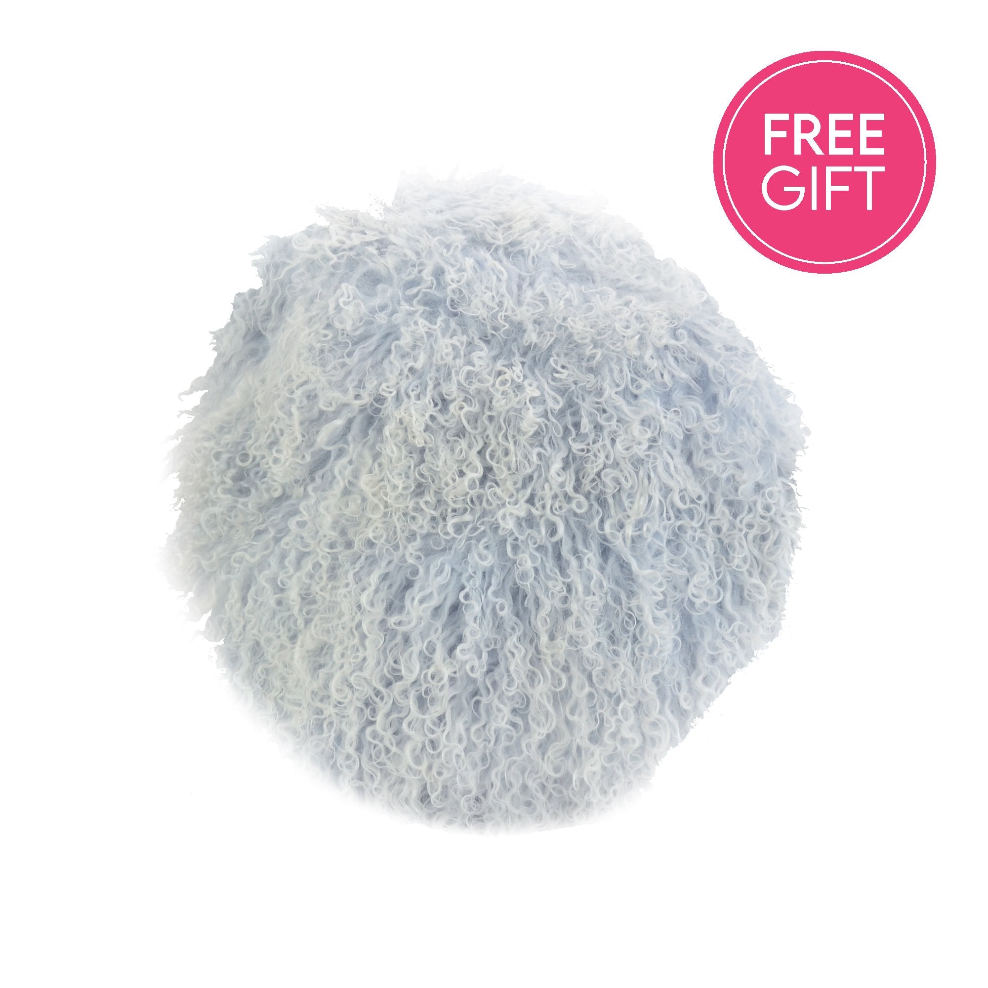 Tibetan Fur Round Cushion - Ice Blue Snowflake-abc