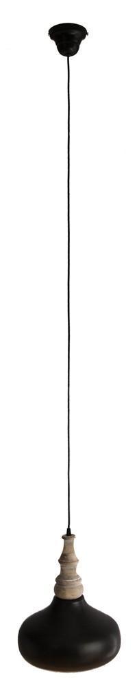 Black Iron Pendant Light with Wood Finial-abc