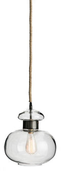 Glass Pendant Light with Black Metal Band-abc
