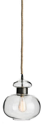 Glass Pendant Light with Black Metal Band-abc