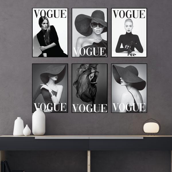 Vogue Set of 12 Framed Canvas Art Prints-abc