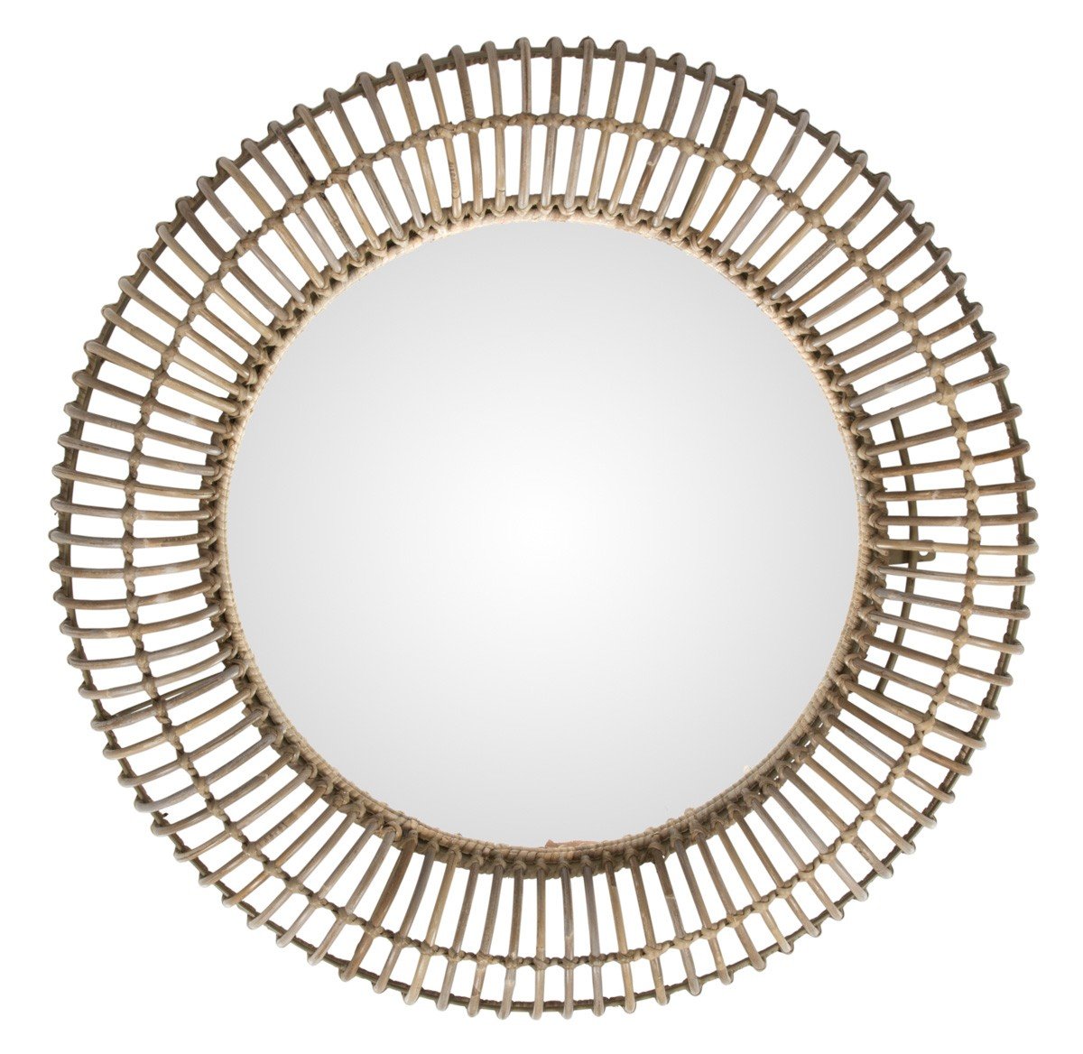 Pluto Iron Frame Rattan Round Mirror-abc