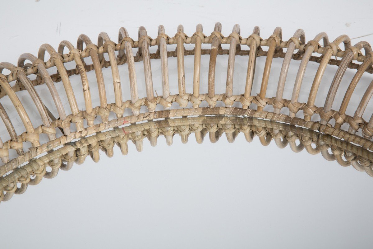 Pluto Iron Frame Rattan Round Mirror-abc