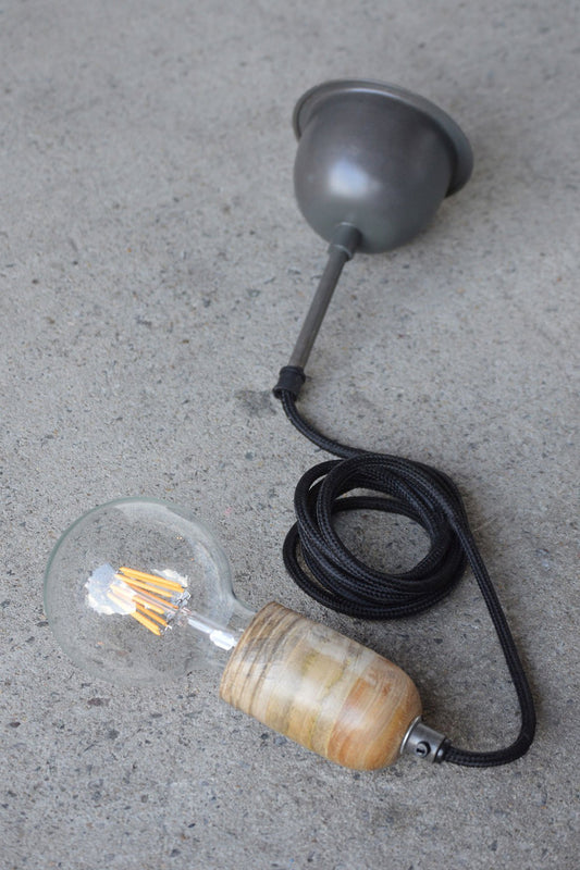 Wood Cord Drop - Natural - Turned Wood Tube Cord Drop Pendant Light-abc