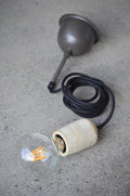Wood Cord Drop - Whitewash - Turned Wood Tube Cord Drop Pendant Light-abc