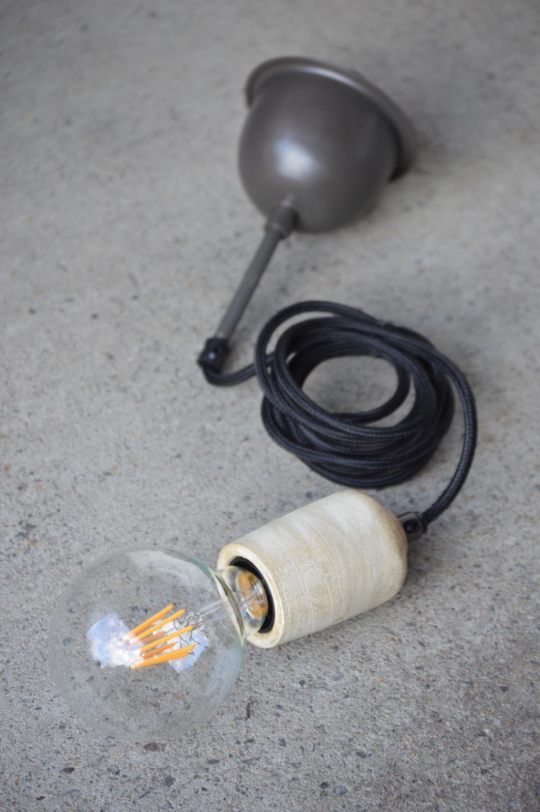 Wood Cord Drop - Whitewash - Turned Wood Tube Cord Drop Pendant Light-abc