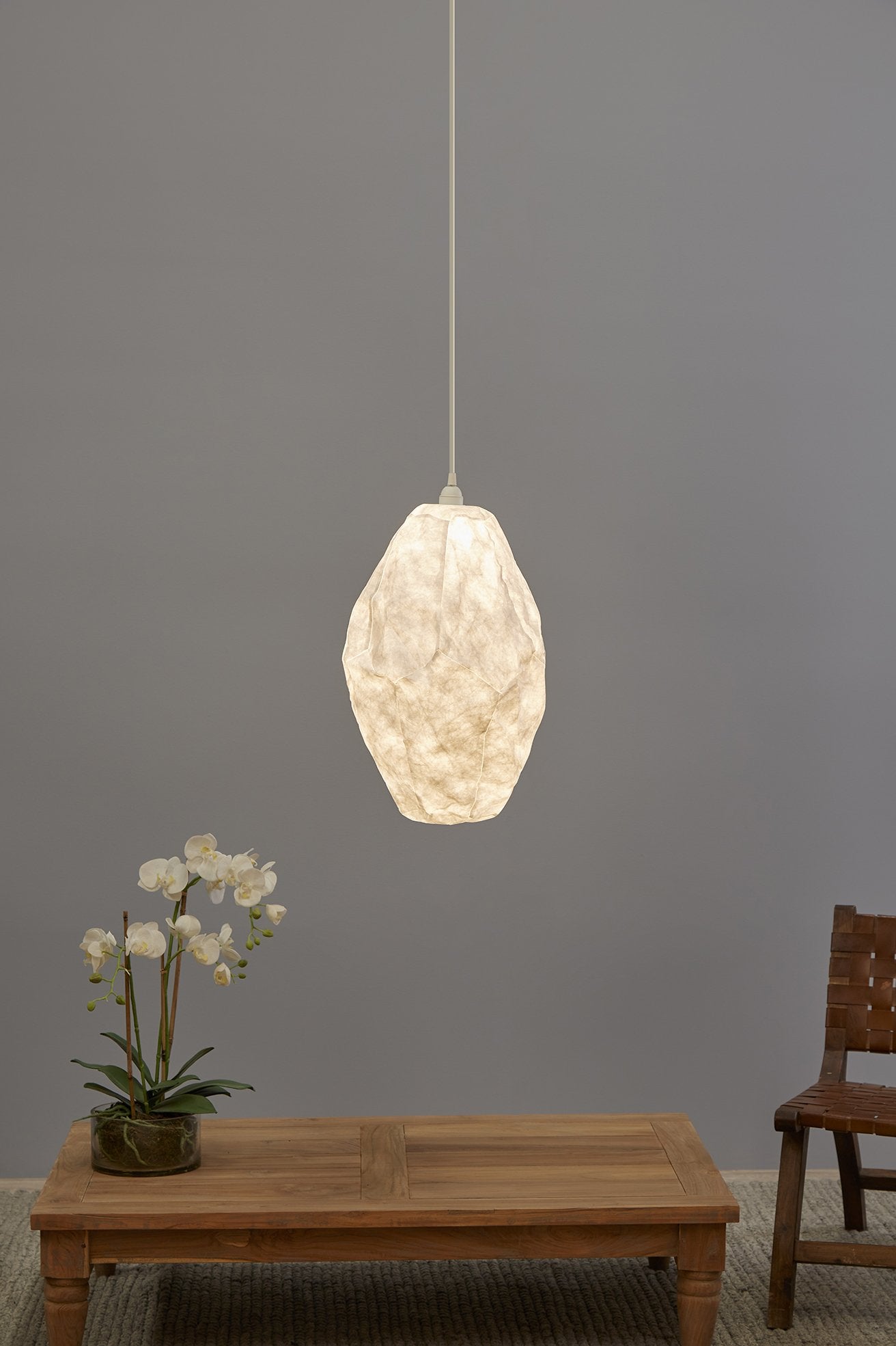 Nimbus - White - Tall Oval Cloud Paper Pendant Light-abc