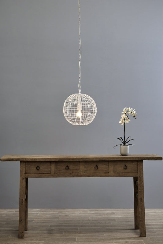 Cray Ball Small - White - Wire Weave Ball Pendant Light-abc