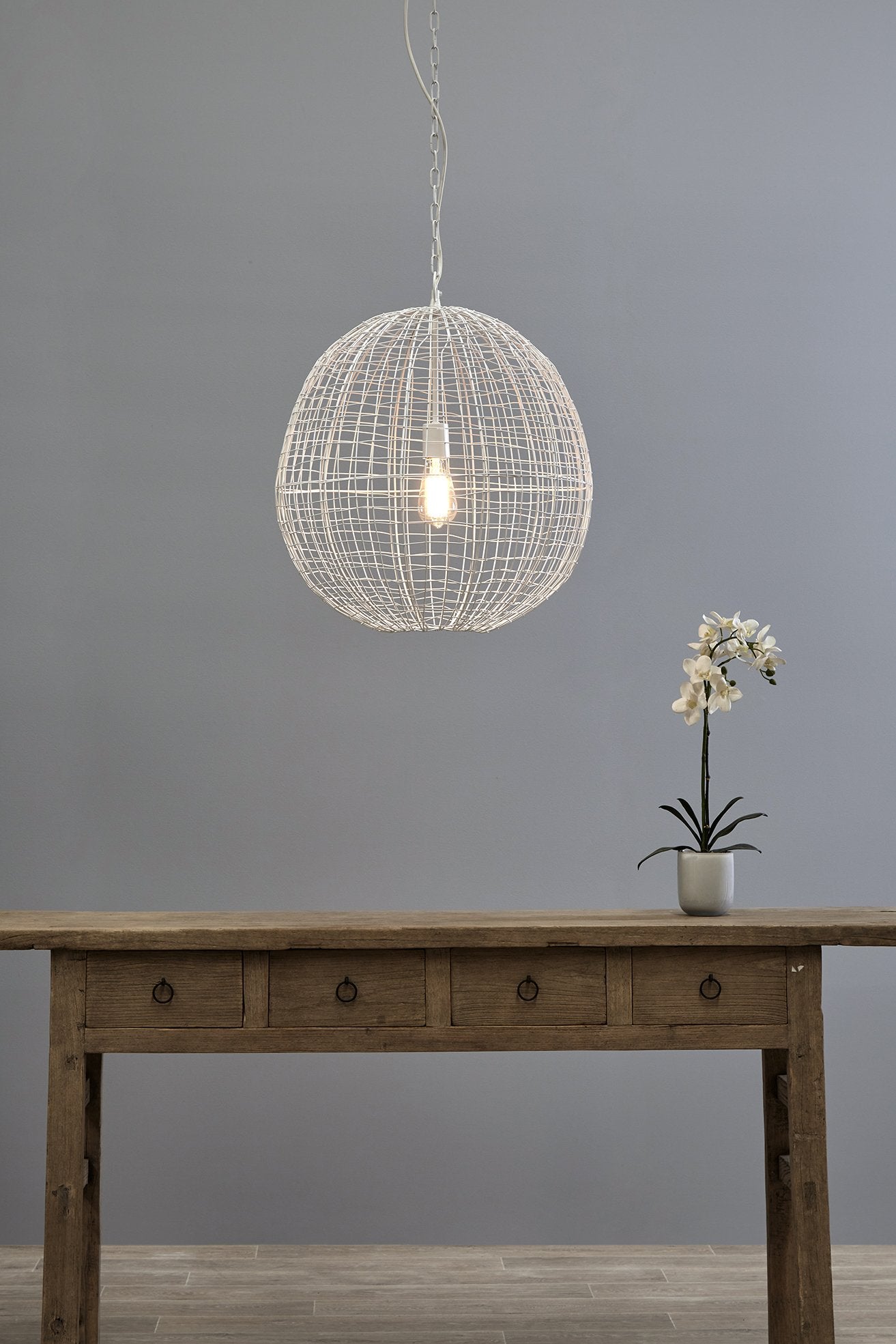 Cray Ball Medium - White - Wire Weave Ball Pendant Light-abc