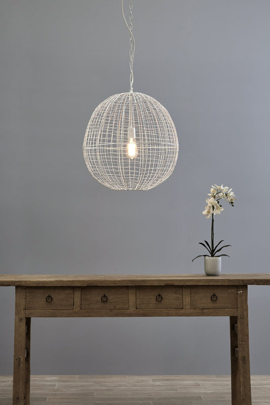 Cray Ball Medium - White - Wire Weave Ball Pendant Light-abc