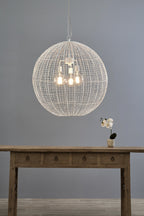Cray Ball Large - White- Wire Weave Ball Pendant Light-abc