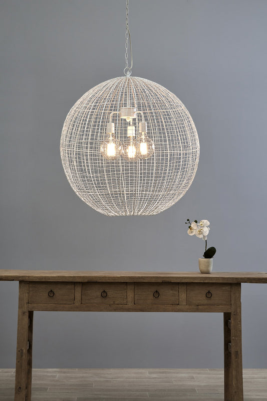 Cray Ball Large - White- Wire Weave Ball Pendant Light-abc