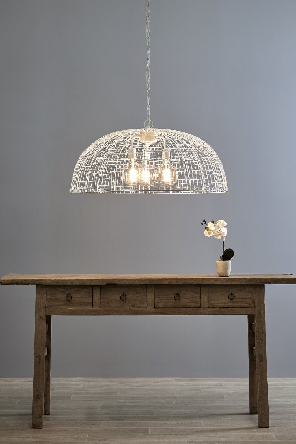 Cray Dome - White - Wire Weave Dome Pendant Light-abc